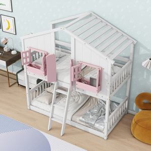 <span class=keywords><strong>Letto</strong></span> a Castello Moderno in Legno Massello per Camera da <span class=keywords><strong>Letto</strong></span> dei Bambini con Scala e Ringhiera, Arredamento per Cameretta - Product Image 2