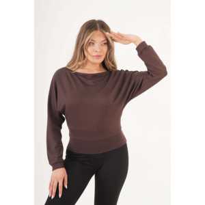 Women's Coffee Blouse with <b>Batwing</b> Sleeve Thin Fabric Knit <b>Tops</b> Wholesale Available - Product Image 4
