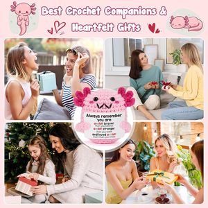 Yuhungtoys 수제 크로 셰 뜨개질 Axolotl 미니 박제 동물 장난감 면 PP 면 졸업 선물 정서적 지원 봉제 - Product Image 4