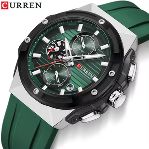CURREN 8462 <span class=keywords><strong>Orologi</strong></span> al Quarzo Sportivi da <span class=keywords><strong>Uomo</strong></span> con Calendario e Design Elegante, Cinturino <span class=keywords><strong>in</strong></span> Silicone Quadrato <span class=keywords><strong>in</strong></span> <span class=keywords><strong>Offerta</strong></span> - Cassa Moderna e Alla Moda con Motivo Cartoon - Product Image 1