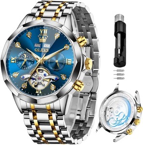 Relojes para Hombre, Automáticos, de Lujo, con Diamantes, de Cuerda Automática, de Acero Inoxidable, con Calendario - Product Image 1