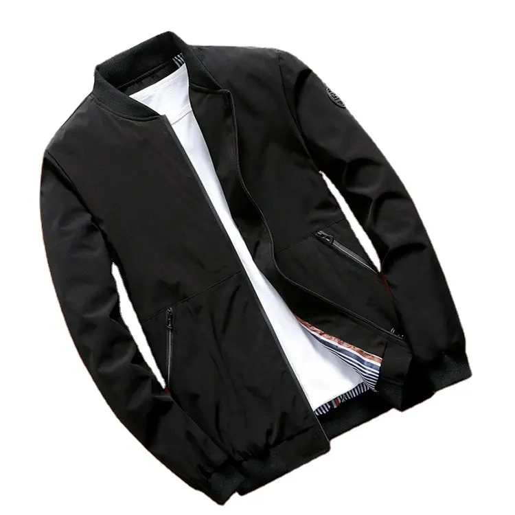 AQTQ Oem Classic Spring Light Weight Coats Zipper Ribbed Regular Formal office Cheap Jackets For Men