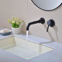 Robinet de lavabo mural moderne en acier inoxydable poli à double poignée avec capteur tactile et cartouche céramique, largeur 8 pouces