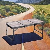 Table pliante portable vintage pour camping en plein air road trips aluminium durable en métal avec panneau de style bois mobilier d'extérieur