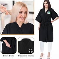Peignoir en satin pour femmes de haute qualité, imperméable, logo personnalisé, kimono noir, robe de salon de coiffure et de spa