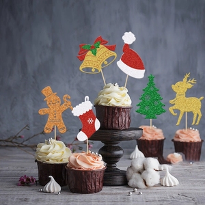 Juego de Adornos para Pastel de Navidad con Letrero de Feliz Navidad, Diseños de Árbol, Calcetín, Gorro de Santa, Campana de Jengibre para Decoración Festiva - Product Image 3