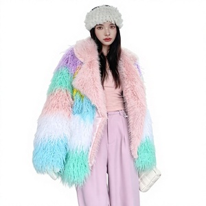 Manteau mi-long de maternité <span class=keywords><strong>en</strong></span> <span class=keywords><strong>fausse</strong></span> <span class=keywords><strong>fourrure</strong></span> style europé<span class=keywords><strong>en</strong></span> et américain, coupe ajustée, col rabattu, avec accents de <span class=keywords><strong>fourrure</strong></span> rose pêche, vintage - Product Image 1
