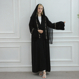 Loriya Abaya 2025 Nhà Sản Xuất Hồi Giáo Quần Áo Của Phụ Nữ Dresses Phía Trước Thêu Abaya Và Hijab 2Pcs Thiết Lập Mùa Hè Hồi Giáo Abaya - Product Image 6