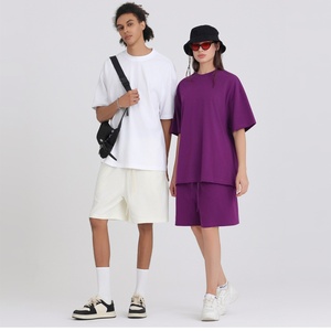 T-shirt unisexe ample en coton respirant pour couple, <span class=keywords><strong>série</strong></span> couleur terre 275g, style streetwear à manches courtes pour homme - Product Image 2
