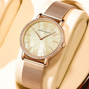 Fábrica de Relojes HANNAH MARTIN OEM ODM, Reloj Elegante de Acero Inoxidable para Mujer, Personaliza con el Logotipo de tu Marca, Relojes Minimalistas para Mujer - Product Image 1