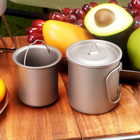 Mug de camping ultraléger en titane pur de 450 ml avec infuseur à thé et couvercle - Tasse à café portable pour le camping et la randonnée