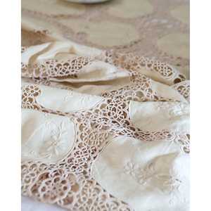 Drap de lit double en lin antique avec couture élégante de style antique, draps ajustés et plats - Product Image 4