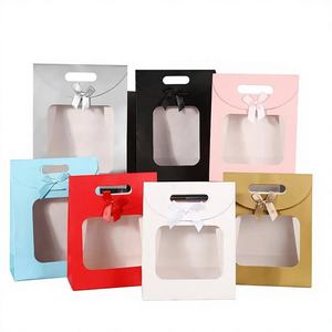 Handmade Luxury Flip Handbag with Transparent Window Art Paper Gravure Printing Customizable <b>Bow</b>-Birthday <b>Gift</b> Craft Bag - Product Image 5