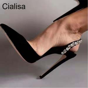 Scarpe da Donna Estive con Tacco Sottile, Slingback con Cinturino in Strass, Punta a Spillo per Matrimoni - Product Image 1