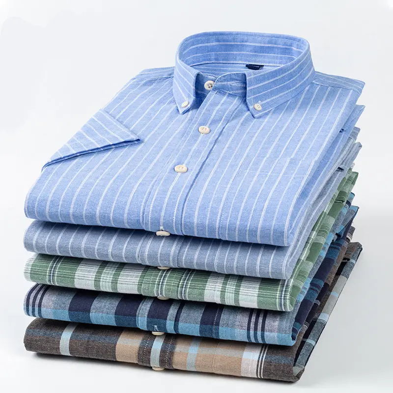 Polohemden Übergröße kariertes gestreiftes Hemd individuelles Logo Herren-T-Shirts Schlussverkauf Baumwollleinstoff hochwertiger Leinengewebe