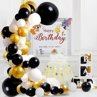 काले सोने कंफ़ेद्दी पार्टी गुब्बारे माला कट्टर किट काले सफेद गुब्बारे जन्मदिन स्नातक सजावट
