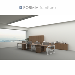 Muebles de Oficina Modernos FORMIA, Estructura de Acero y Madera, Escritorio para 8 Personas, Estación de Trabajo para Empleados con Separador - Product Image 3