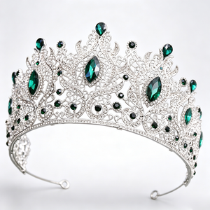Diadème Rouge Rubis, Tiara Dorée, Coiffe Festive pour les Fêtes, Magnifique Couronne de Noël et de Mariage, Coiffe de Spectacle de Luxe et de Caractère - Product Image 3