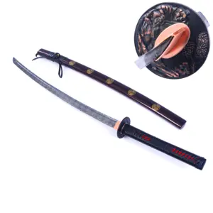 Pedang mainan handle hitam 1060 buatan tangan berkualitas tinggi