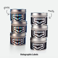 Étiquette autocollante holographique personnalisée en rouleau, étanche, en vinyle BOPP, avec finition mate ou brillante pour l'emballage de boîtes de conserve cosmétiques