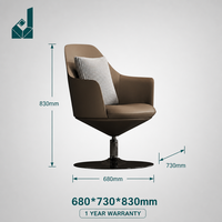 Fauteuil de Visiteur de Luxe en Cuir Rembourré avec Coussin à Carreaux et Base Ronde en Métal – Idéal pour Bureau de Direction, Réception et Hall d'Accueil
