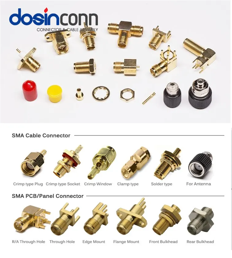 Conector de montaje de PCB, conector macho y hembra de macho, macho, hembra, Coaxial, RF, 50ohm, RP SMA