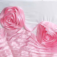 Nappe Ronde en Satin Lamour Bleu Royal Grande Rosette Florale 100% Polyester Lavable 120''x120''