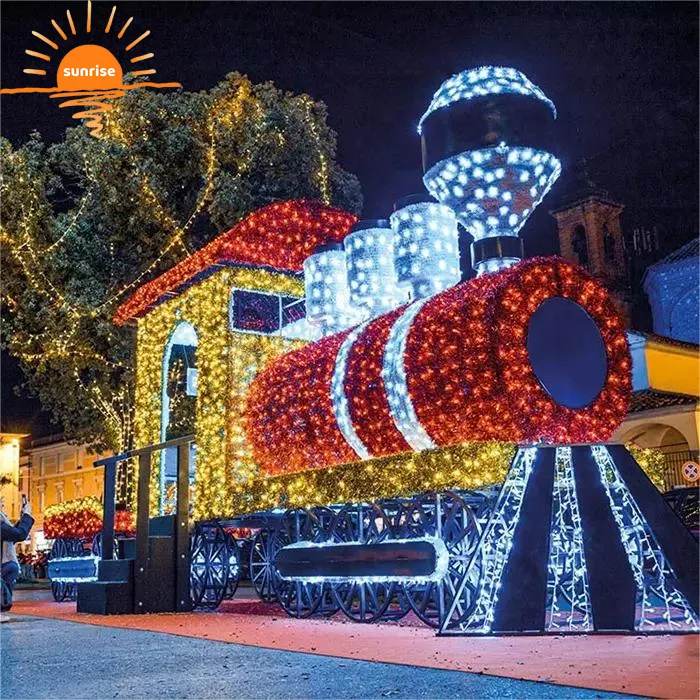 Customized large-scale color 3d train lights outdoor waterproof street decoration led Christmas lights