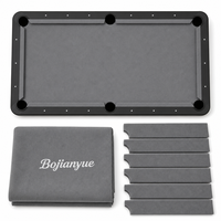 Kit de re-revêtement de billard gris froid avec 6 bandes de rebord pré-découpées et extrémités de poches courbes