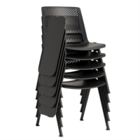 Chaise d'étudiant ergonomique empilable en plastique à dossier moyen avec tablette d'écriture sans accoudoirs pour bureau, salle de conférence et salle de réunion