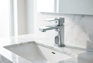 Robinet de salle de bain en céramique à levier unique en alliage de zinc chromé, installation monotrou, idéal pour les hôtels et appartements - Product Image 3