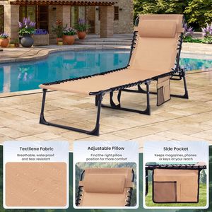Chaise longue pliante en tissu, réglable en 5 positions, portable, capacité de 400 lb, pour extérieur, jardin, parc, camping, plage, <span class=keywords><strong>piscine</strong></span> - Product Image 4