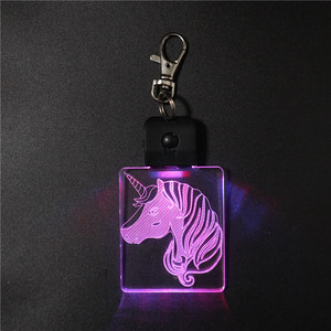 RGB LED ánh sáng <span class=keywords><strong>Keychain</strong></span> có thể sạc lại acrylic với mô hình động vật trường hợp pin và lụa Màn hình in ấn cho thăng hoa trống - Product Image 4