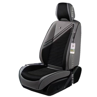 Housses de siège de voiture toutes saisons en cuir imperméable noir bicolore pour sièges avant de camion, fourgonnette et SUV