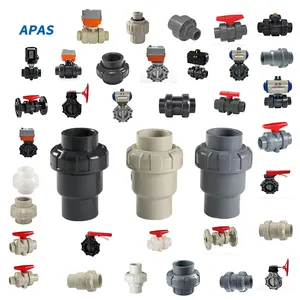 APAS Factory Direct ASTM SCH80 SCH40 Din Asni Jis Cns Pvc Pipe Fittings Compact Single Double Union Ball Valve for water supply