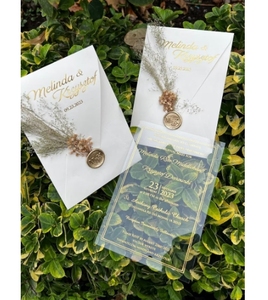 Invitation de carte de baptême élégante Enveloppe de baptême en acrylique de luxe estampée en feuille de fard à joues avec invitation de mariage unique en champagne - Product Image 5