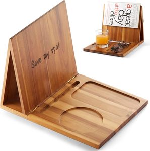 Triangle <span class=keywords><strong>pliable</strong></span> en <span class=keywords><strong>bois</strong></span> d'acacia repose-lecture porte-livre et coin livre <span class=keywords><strong>valet</strong></span> de lecture avec tasse porte-stylo - Product Image 1