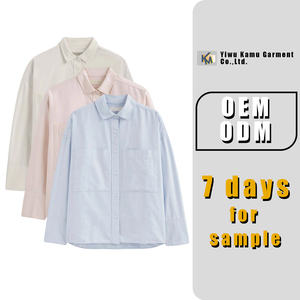 <span class=keywords><strong>Camisa</strong></span> Casual de Algodón para <span class=keywords><strong>Mujer</strong></span>, <span class=keywords><strong>Blanca</strong></span>, <span class=keywords><strong>Manga</strong></span> Larga, Cómoda, con Bolsillos, para Uso Diario, Corte Holgado, Suave, con Logotipo Personalizado de Fábrica - Product Image 2