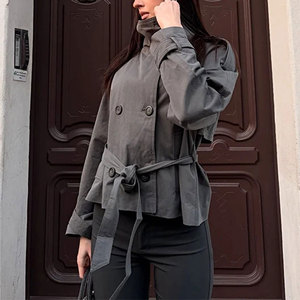 Manteau court pour femmes, nouvelle collection, style rétro décontracté, à revers et fermeture éclair, manches longues, coupe <span class=keywords><strong>ample</strong></span> – Fournisseur de vêtements pour femmes - Product Image 4
