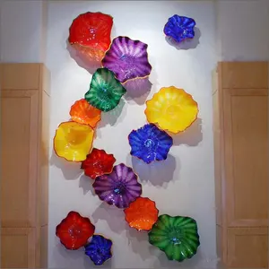 होटल सजावटी दीवार कला शादी सजावट सजावट फूल के आकार मूरानो ग्लास प्लेट