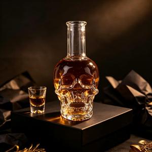 Carafe à crâne transparente <span class=keywords><strong>de</strong></span> style gothique 500 ml, <span class=keywords><strong>bouteille</strong></span> d'<span class=keywords><strong>alcool</strong></span> en forme <span class=keywords><strong>de</strong></span> crâne avec long col pour Tequila ou Rhum - Product Image 6