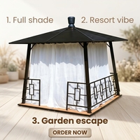 Pavillon de luxe en alliage d'aluminium, personnalisable, moderne, pour jardin, avec toit imperméable, cadre thermolaqué, modèle Manxiang A004