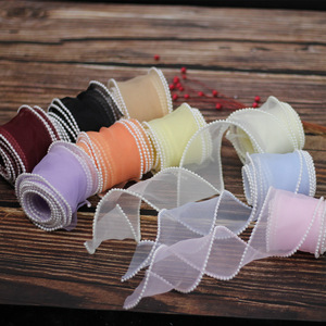 All'ingrosso 2 "Organza perla perline filo bordato Fishtail nastro per mazzi di nozze festa di compleanno - Product Image 2