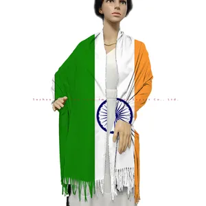 High Quality Imitated wool 180*70cm sublimation Single Printing INDIA Country Flag Shawl