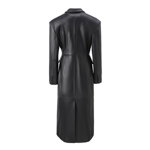Cappotto <span class=keywords><strong>Trench</strong></span> in Vera <span class=keywords><strong>Pelle</strong></span> di Agnello per Donna Jancoco, Modello Oversize a Lunghezza Media con Cintura e Risvolto Classico - Product Image 3