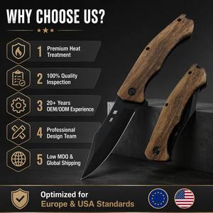 Coltello Tascabile Pieghevole Personalizzato OEM BSCI con Lama <span class=keywords><strong>in</strong></span> Acciaio 3Cr13 e Manico <span class=keywords><strong>in</strong></span> Legno di Noce per Campeggio, Sopravvivenza ed EDC - Product Image 5