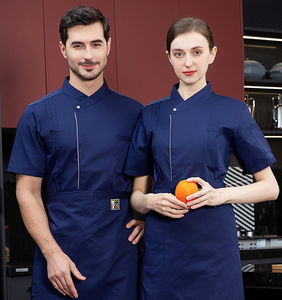 Veste de travail de chef de cuisine d'été Manteau à manches courtes épaissi Cuisine Printemps Automne Hiver Vêtements de chef Uniforme de bar à café - Product Image 1