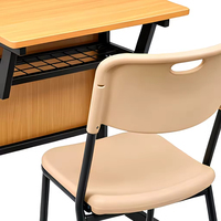 Ensemble bureau et chaise pour lycée, structure en acier durable, plateau en bois spacieux, idéal