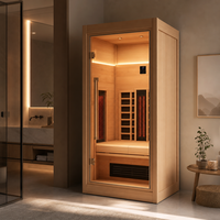 Sauna infrarouge professionnel compact pour 1 personne, en bois de pruche, faible EMF, avec chauffages au carbone, pour la thérapie et les soins de santé à domicile