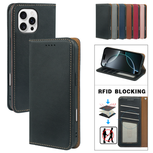 Étui de téléphone élégant en cuir PU pour <span class=keywords><strong>iPhone</strong></span> 17 Air 15 <span class=keywords><strong>Pro</strong></span> <span class=keywords><strong>Max</strong></span> 16 Plus 14 <span class=keywords><strong>13</strong></span> S26 Ultra avec 3 emplacements pour cartes et fonction portefeuille - Product Image 1